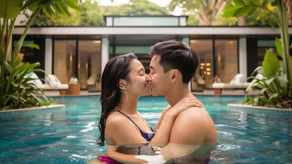 Hai người trưởng thành trò chuyện trong một buổi hẹn ăn tối